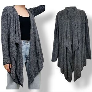 Barefoot Dreams Cozy Chic Lite Island Wrap Cardigan Sweater Gray/Black Size S/M